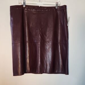 DRESS BARN | Burgundy Faux Leather Pencil Skirt Knee-length
